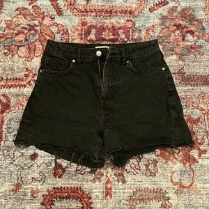H&M high waist black denim shorts